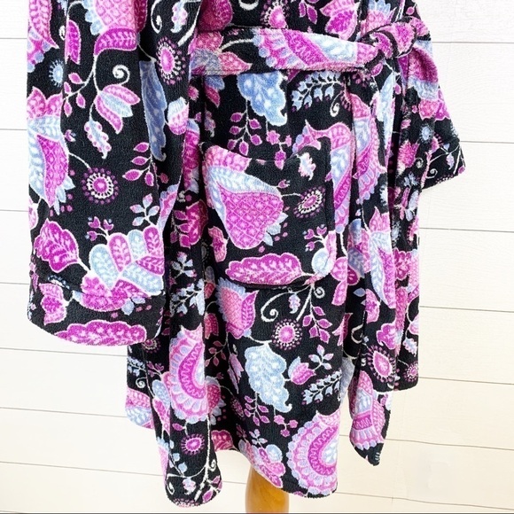 Vera Bradley Hooded Fleece Bathrobe Robe Alpine Floral Cottagecore - Picture 5 of 11